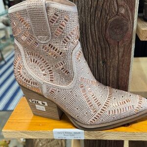 Very G Rose Gold Ankle Booties Bling Western Line Dancing